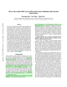 How to Re-enable PDE Loss for Physical Systems Modeling Under Partial
  Observation