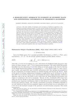 A semiconcavity approach to stability of entropic plans and exponential convergence of Sinkhorn's algorithm