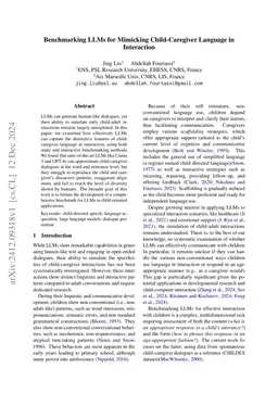 Benchmarking LLMs for Mimicking Child-Caregiver Language in Interaction