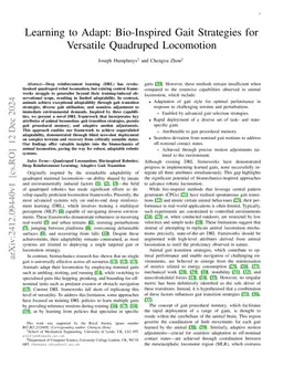 Learning to Adapt through Bio-Inspired Gait Strategies for Versatile Quadruped Locomotion