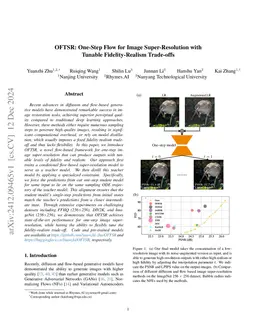 OFTSR: One-Step Flow for Image Super-Resolution with Tunable Fidelity-Realism Trade-offs