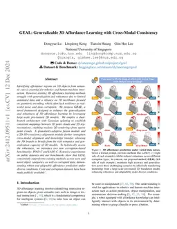 GEAL: Generalizable 3D Affordance Learning with Cross-Modal Consistency