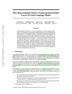 Does Representation Matter? Exploring Intermediate Layers in Large
  Language Models