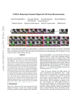 T-3DGS: Removing Transient Objects for 3D Scene Reconstruction
