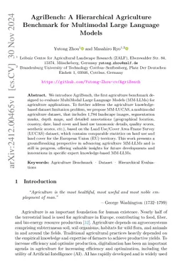 AgriBench: A Hierarchical Agriculture Benchmark for Multimodal Large
  Language Models