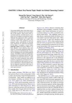 GloCOM: A Short Text Neural Topic Model via Global Clustering Context