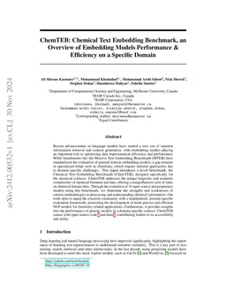 ChemTEB: Chemical Text Embedding Benchmark, an Overview of Embedding Models Performance & Efficiency on a Specific Domain
