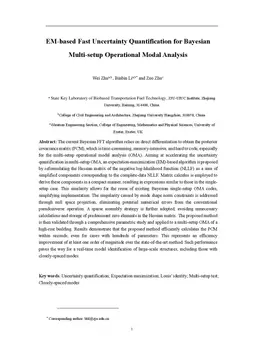 EM-based Fast Uncertainty Quantification for Bayesian Multi-setup
  Operational Modal Analysis