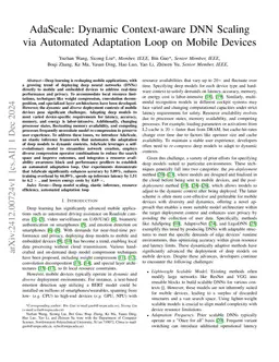 AdaScale: Dynamic Context-aware DNN Scaling via Automated Adaptation
  Loop on Mobile Devices