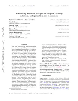 Automating Feedback Analysis in Surgical Training: Detection,
  Categorization, and Assessment