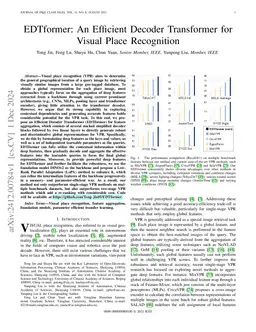EDTformer: An Efficient Decoder Transformer for Visual Place Recognition