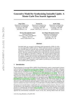 Generative Model for Synthesizing Ionizable Lipids: A Monte Carlo Tree
  Search Approach