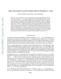Toric Multivariate Gaussian Models from Symmetries in a Tree