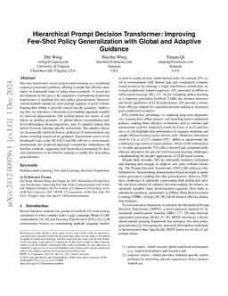 Hierarchical Prompt Decision Transformer: Improving Few-Shot Policy
  Generalization with Global and Adaptive Guidance