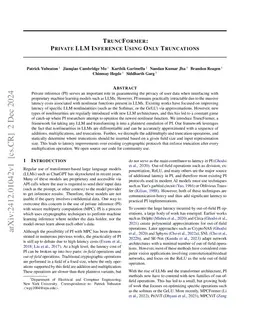TruncFormer: Private LLM Inference Using Only Truncations
