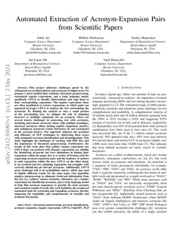 Automated Extraction of Acronym-Expansion Pairs from Scientific Papers