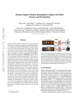 Domain Adaptive Diabetic Retinopathy Grading with Model Absence and
  Flowing Data