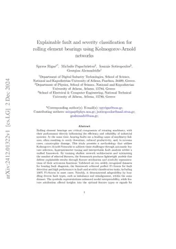 Explainable fault and severity classification for rolling element bearings using Kolmogorov-Arnold networks