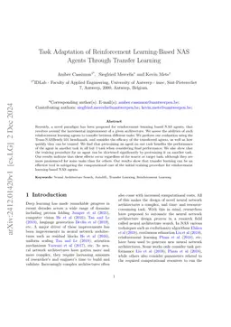 Task Adaptation of Reinforcement Learning-based NAS Agents through
  Transfer Learning