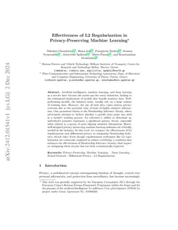 Effectiveness of L2 Regularization in Privacy-Preserving Machine
  Learning