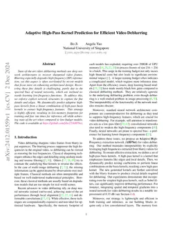 Adaptive High-Pass Kernel Prediction for Efficient Video Deblurring