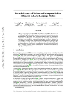 Towards Resource Efficient and Interpretable Bias Mitigation in Large
  Language Models