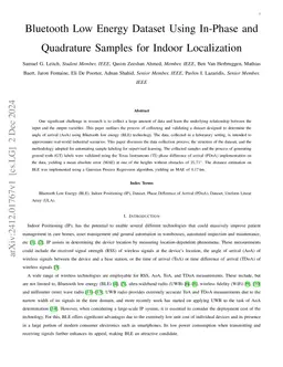 Bluetooth Low Energy Dataset Using In-Phase and Quadrature Samples for
  Indoor Localization