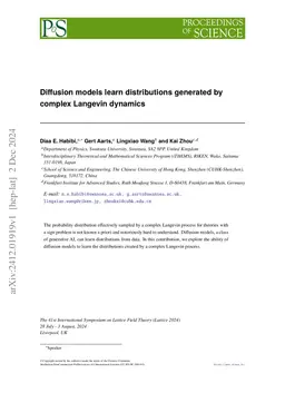 Diffusion models learn distributions generated by complex Langevin
  dynamics