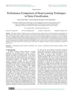 Performance Comparison of Deep Learning Techniques in Naira
  Classification