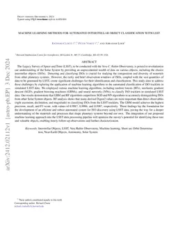 Machine Learning Methods for Automated Interstellar Object
  Classification with LSST