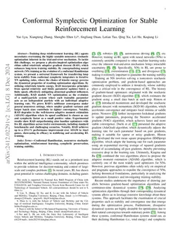 Conformal Symplectic Optimization for Stable Reinforcement Learning