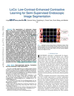 Low-Contrast-Enhanced Contrastive Learning for Semi-Supervised Endoscopic Image Segmentation