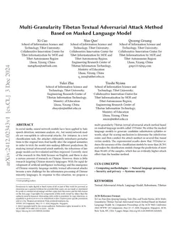 Multi-Granularity Tibetan Textual Adversarial Attack Method Based on
  Masked Language Model
