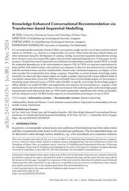 Knowledge-Enhanced Conversational Recommendation via Transformer-based
  Sequential Modelling