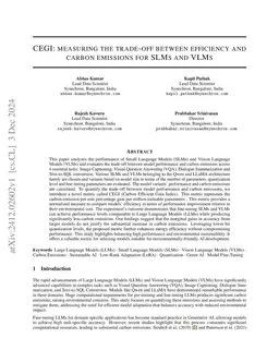 CEGI: Measuring the trade-off between efficiency and carbon emissions
  for SLMs and VLMs