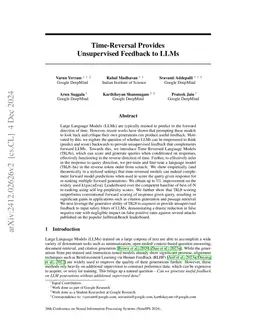 Time-Reversal Provides Unsupervised Feedback to LLMs