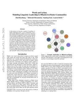 Words and Action: Modeling Linguistic Leadership in #BlackLivesMatter Communities