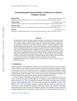 Learning Koopman-based Stability Certificates for Unknown Nonlinear Systems