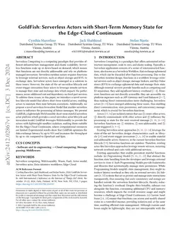 GoldFish: Serverless Actors with Short-Term Memory State for the
  Edge-Cloud Continuum