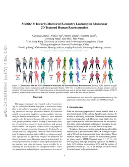 MultiGO: Towards Multi-level Geometry Learning for Monocular 3D Textured
  Human Reconstruction