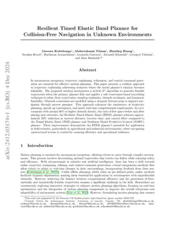Resilient Timed Elastic Band Planner for Collision-Free Navigation in
  Unknown Environments