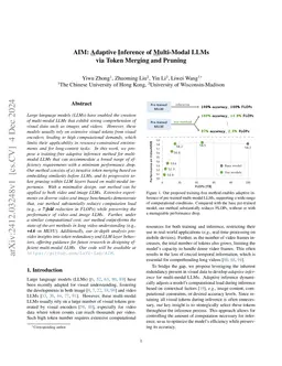 AIM: Adaptive Inference of Multi-Modal LLMs via Token Merging and Pruning