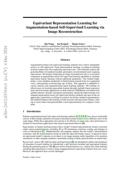 Equivariant Representation Learning for Augmentation-based
  Self-Supervised Learning via Image Reconstruction