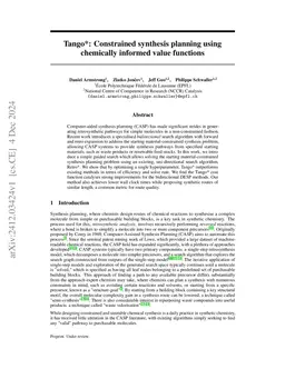 Tango*: Constrained synthesis planning using chemically informed value
  functions
