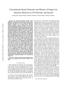 Convolutional Neural Networks and Mixture of Experts for Intrusion Detection in 5G Networks and beyond