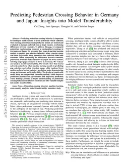 Predicting Pedestrian Crossing Behavior in Germany and Japan: Insights
  into Model Transferability