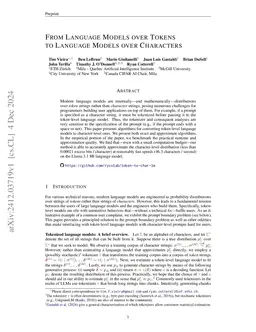 From Language Models over Tokens to Language Models over Characters