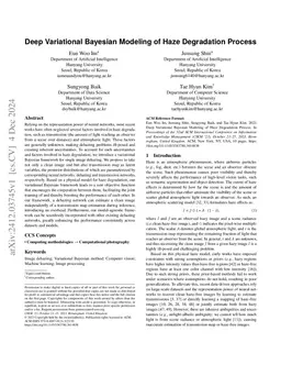 Deep Variational Bayesian Modeling of Haze Degradation Process