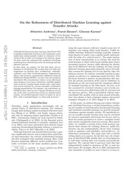 On the Robustness of Distributed Machine Learning against Transfer
  Attacks