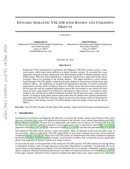Dynamic semantic VSLAM with known and unknown objects